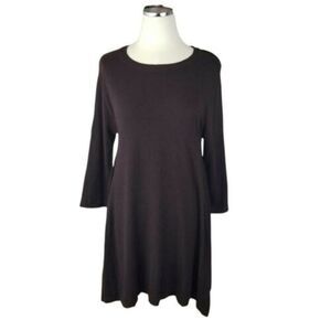 Bishop + Young Burgundy Dress Small 3/4 Sleeve Quiet Luxury Minimalist Shift